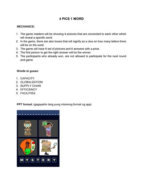 GAME MECHANICS 4 PICS 1 WORD .